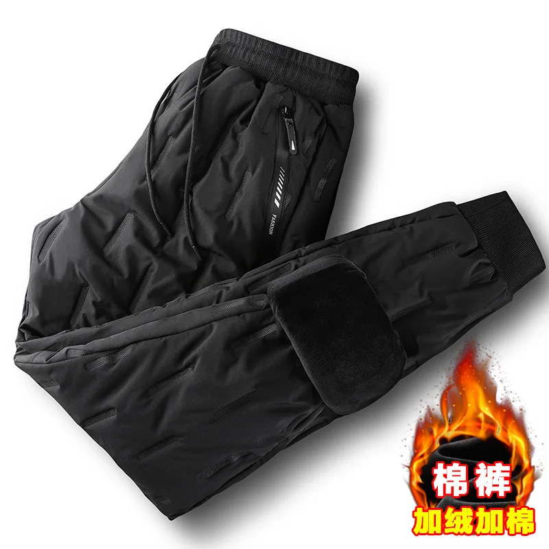 Fleece Jogger Mens Pants Straight Trousers Male Winter Warm Velvet Sweatpants 5Xl Tracksuit Thick Joggers Outside Autumn