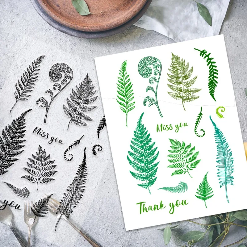 Clear Stamps Fern Leaf Rubber Stamps Grass Plant Pattern Scrapbooking