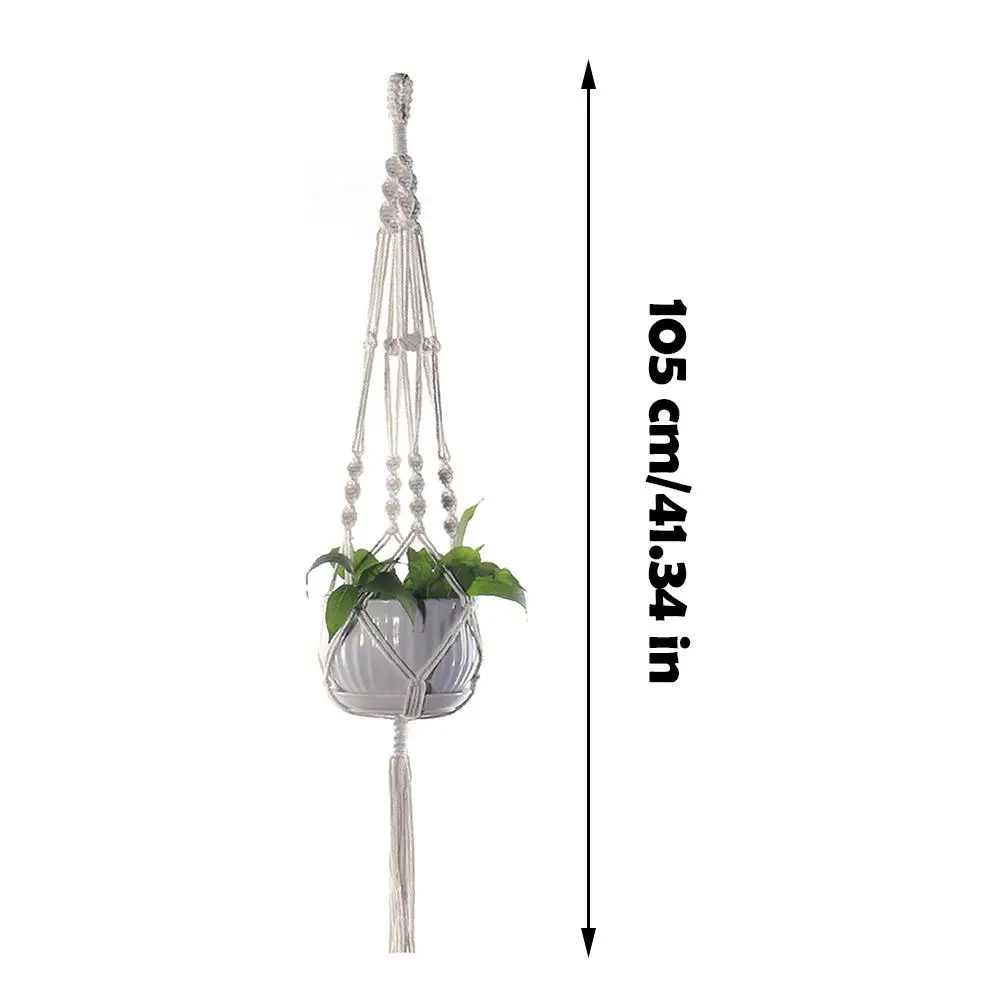 105cm Braided Rope Hanging Basket Flower Pot Straw Macrame Net Hanger Garden Holder Craft Plant Balcony Decor Accessories plant hanger