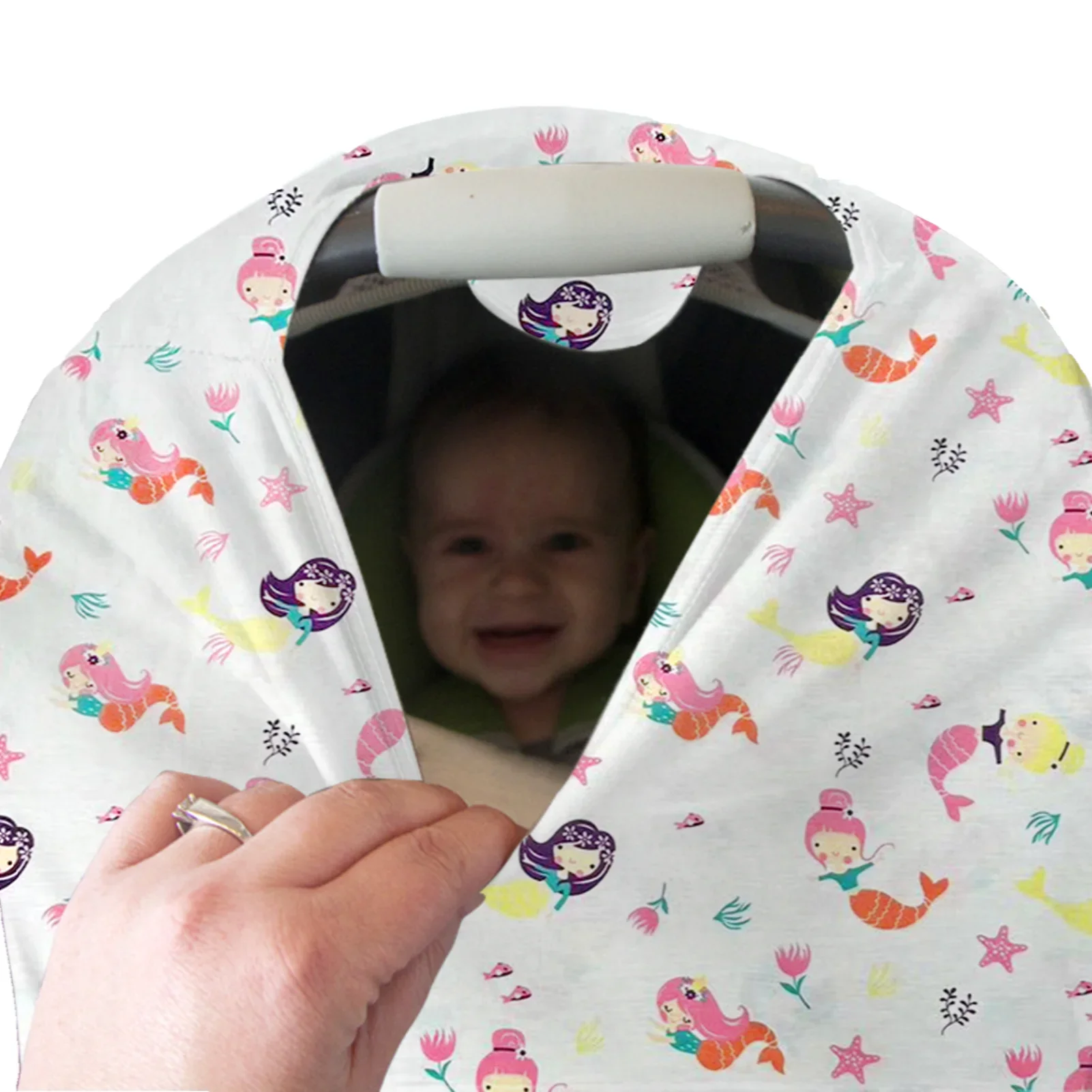 Stretchy Infant Car Seat Cover Multi-Carseat Cover for Blankets Boys & Girls Breathable Nursing for Breastfeeding,Mermaid