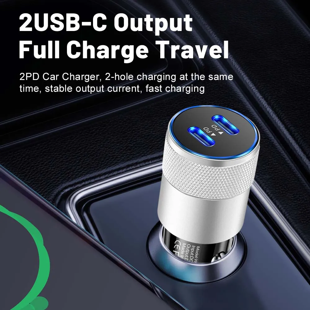 3.1A PD Car Charger USB Type C Fast Charging Car Phone Charger Adapter for iPhone Xiaomi Samsung Quick Charger