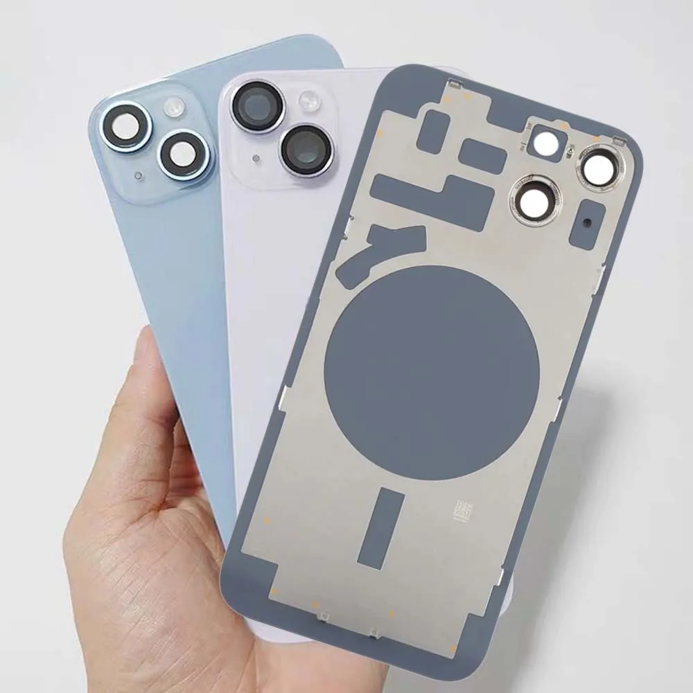 Musttby 2pc For iPhone 15 pro max 15pro 14pro Back Glass Assembly+ Metal Frame Camera Lens Shield Rear Battey Door Replacement