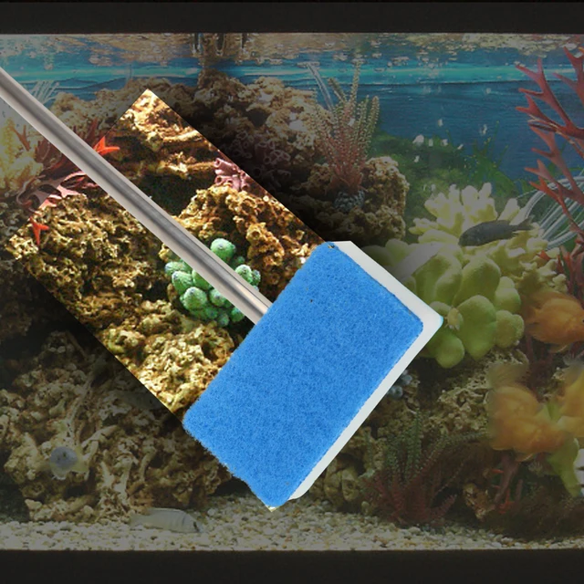 Cleaner Scrubber Double-Sided Sponge Cleaning Brush Super Long Handle 180° adjustable Aquarium Fish Tank Glass Window Algae 3