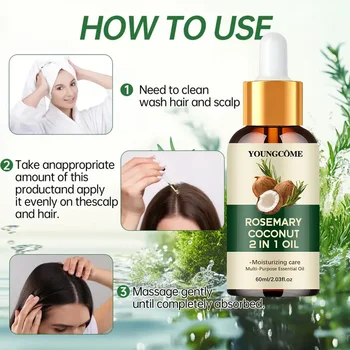 Rosemary Oil Hair Essential Coconut Oil Improve Hair Loss And Nourishes Strengthen Hair Roots Scalp Treatment Hair Care 3