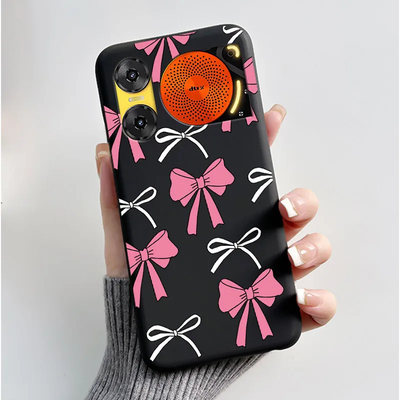 Cute Rabbit Black Silicone Phone Case, Soft TPU Cover