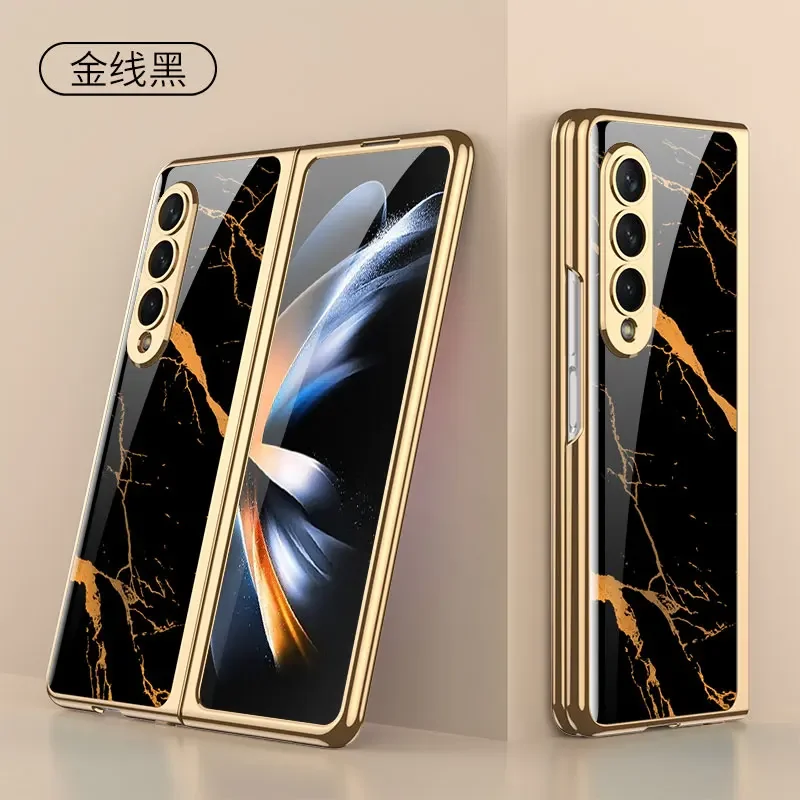 For Samsung Galaxy Z fold 3 case electroplated painted pattern tempered glass co