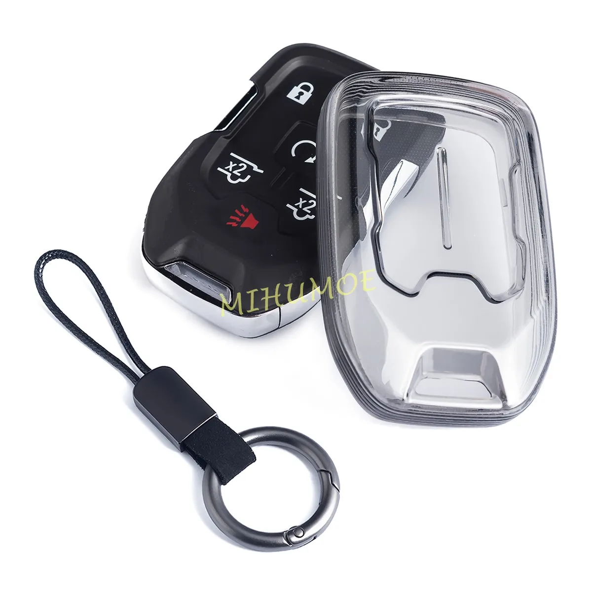 Sleek Black Transparent Key Fob Cover Holder with Premium Design - Automotive Accessories