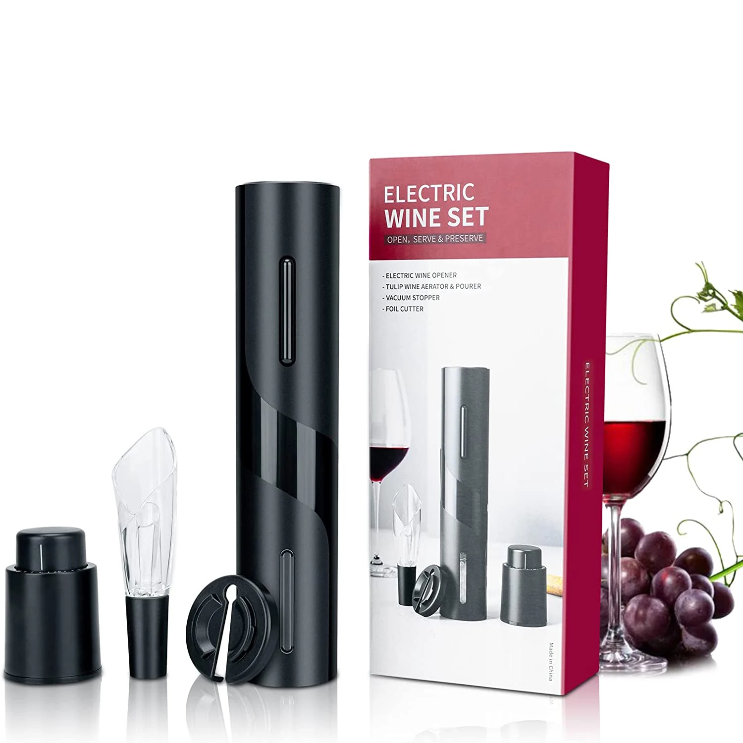 

Electric Wine Opener Automatic Corkscrew Wine Openers for Beer Rechargeable Bottle Opener Foil Cutter Kitchen Bar Can Opener