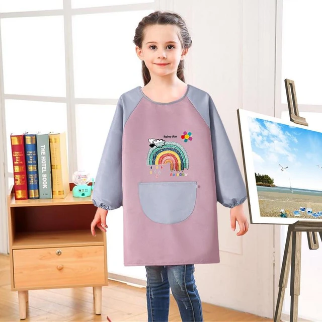 Paint Apron For Kids Long Sleeve Polyester Painting Smocks Adjustable  Waterproof Comfortable Kids Smocks With Big Pocket For - AliExpress