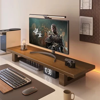 Portaoggetti da scrivania separabile in legno con rialzo per monitor e poggiapiedi Organizzatore da scrivania salvaspazio per spazi di lavoro efficienti