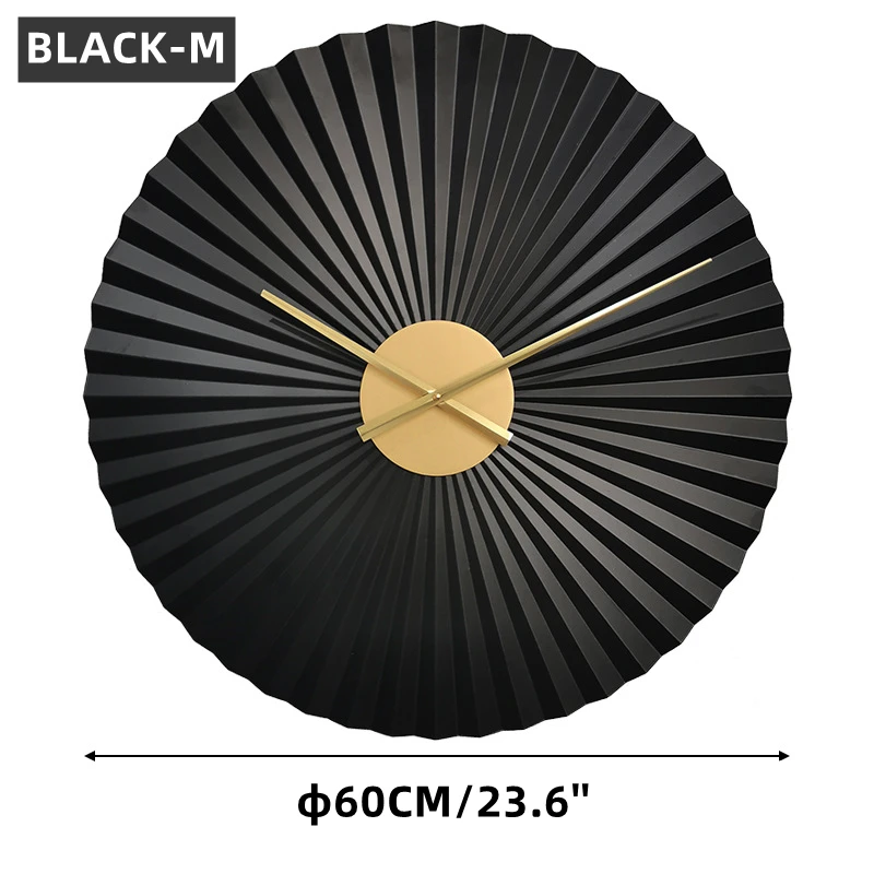3D Large Wall Clocks Metal Silent Watch Minimalist Art BLACK-M 60CM  