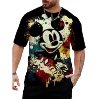 Men Disney Mickey Mouse Print T-Shirt Summer Men's Street Fashion Casual Sports Loose O Neck Quick Dry Short Sleeve Clothing Kid 1