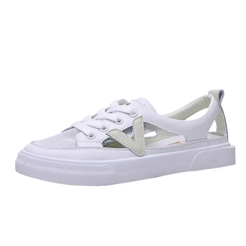 

Real Soft Leather Bag Head Sports Sandals Women's Outer Wear 2023 New Summer New Student All-match Flat Casual White Shoes Woman