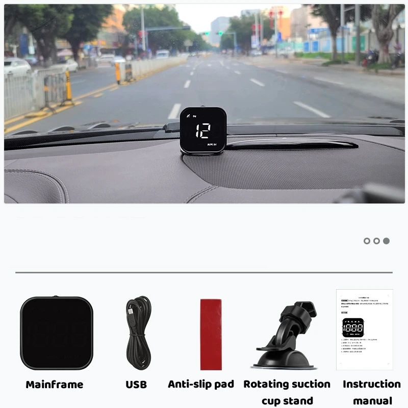 Overspeed Alarm LED HUD Car Head Up Display Speedometer Fatigue Driving Reminder With GPS Compass USB Powered 2.5 Inch