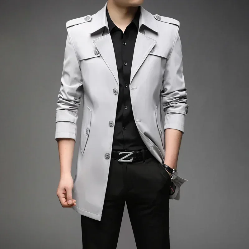 Autumn Men Long Trench Fashion British Style Trench Coats Mens