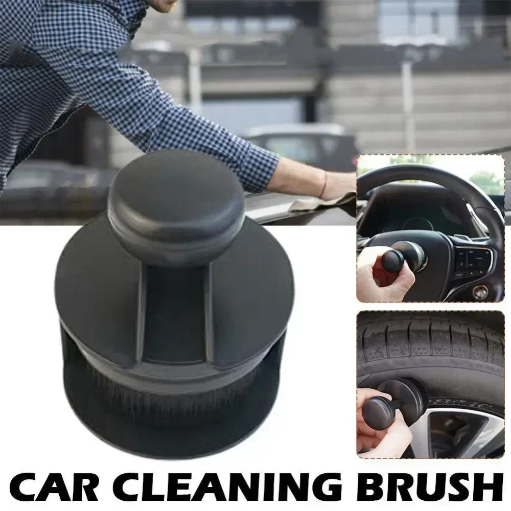 Auto Detail Brush Portable Car Tire Brush with Seal Cover High Density Soft Detailing Brush for Tire Shine Polish Wax Car Care 4
