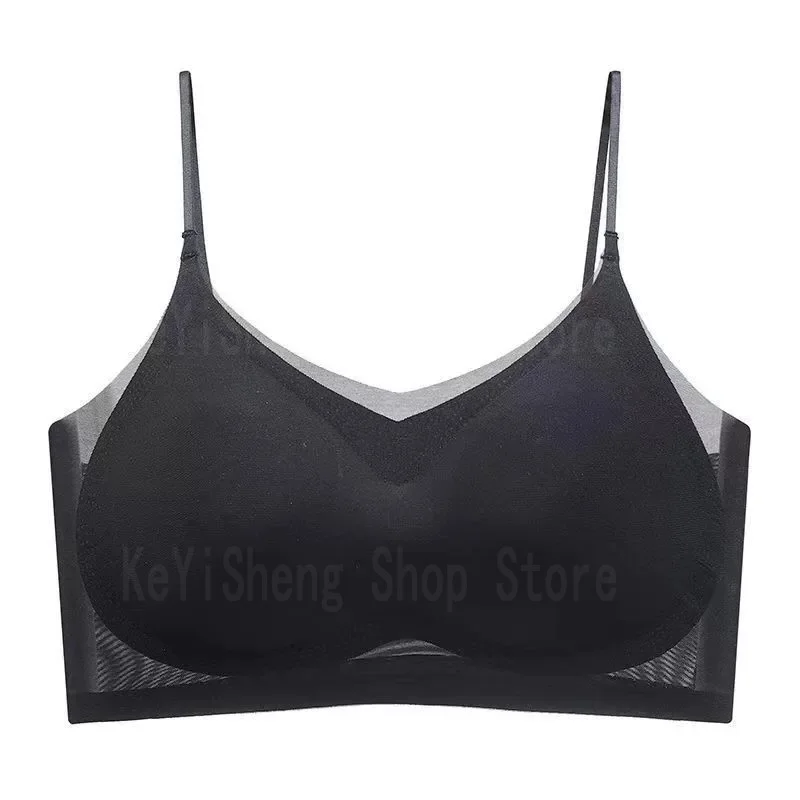 Womens Bra Breathable Ice Silk Bra Lingerie Women's seamless back halter vest wraps bra small breasts sexy and comfortable