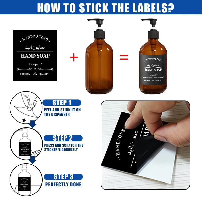 2PCS 500ml Hand Dish Soap Dispenser With Labels Refillable Container Bathroom Body Wash Shampoo Liquid Lotion Bottle Tray Holder soap dispenser shampoo dispenser dispenser bottle holder