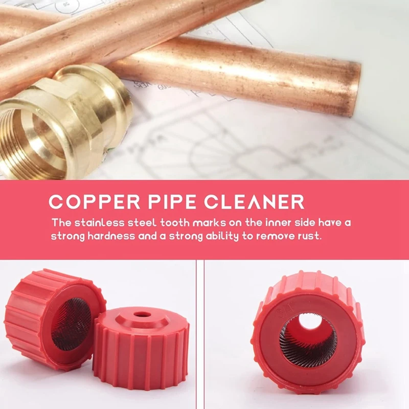 3Pcs 1/2 Inch 3/4 Inch And 1 Inch Copper Pipe Cleaner Set Copper Tube Brush Plumbing Cleaning Brush pipe brush