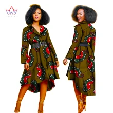 

2021 Women Clothing Fashion Turn-down Collar Bazin Riche Dashiki dress For Women Cotton Cloth African Ladies Clothes 4XL WY1051