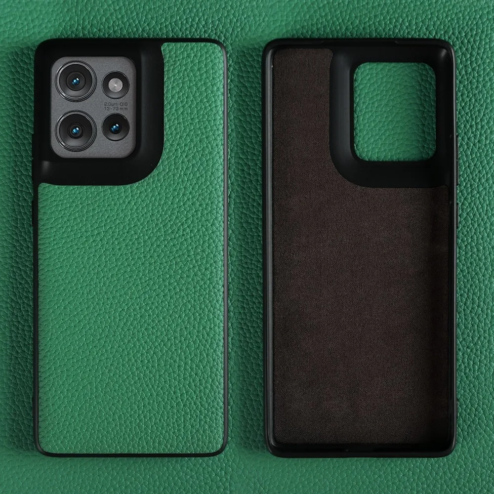 Luxury Genuine Leather Litchi Pattern Phone Case - Back Shell Cover in Elegant Design