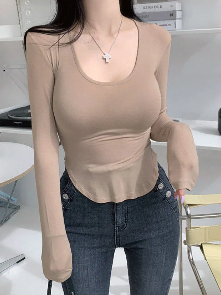 

Women Y2K Tops Casual Long Sleeve T-Shirts Sexy Slim Fit Tees Shirts Female Streetwear Tees Tops Casual Fashion Korean Crop Tops