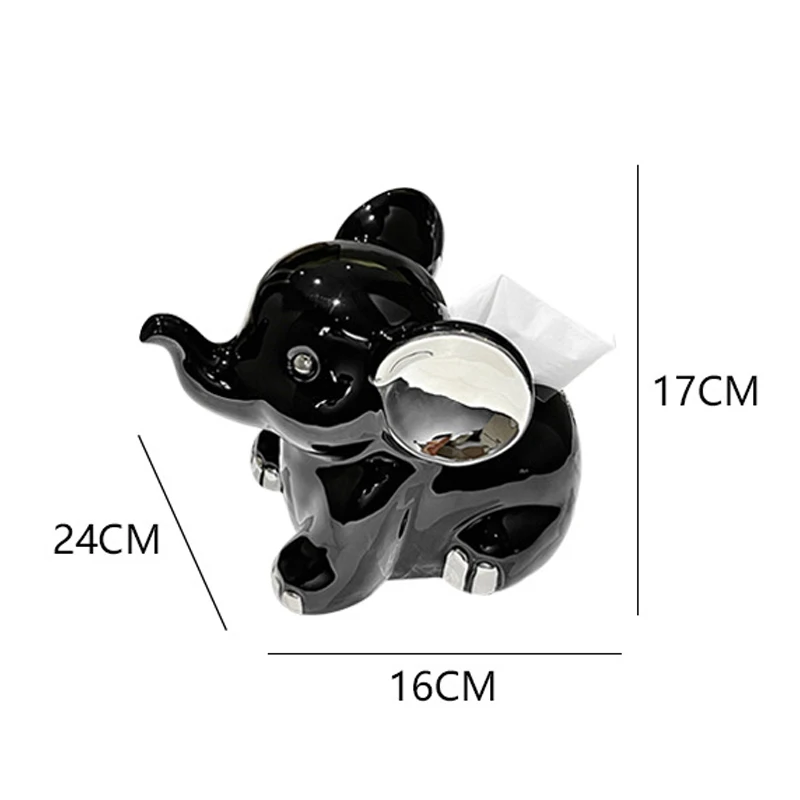 Creative Ceramic Cute Elephant Shaped Tissue Box Light Luxury Napkin Box Home Living Room Bedroom Hotel Tea Table Decoration 1Pc