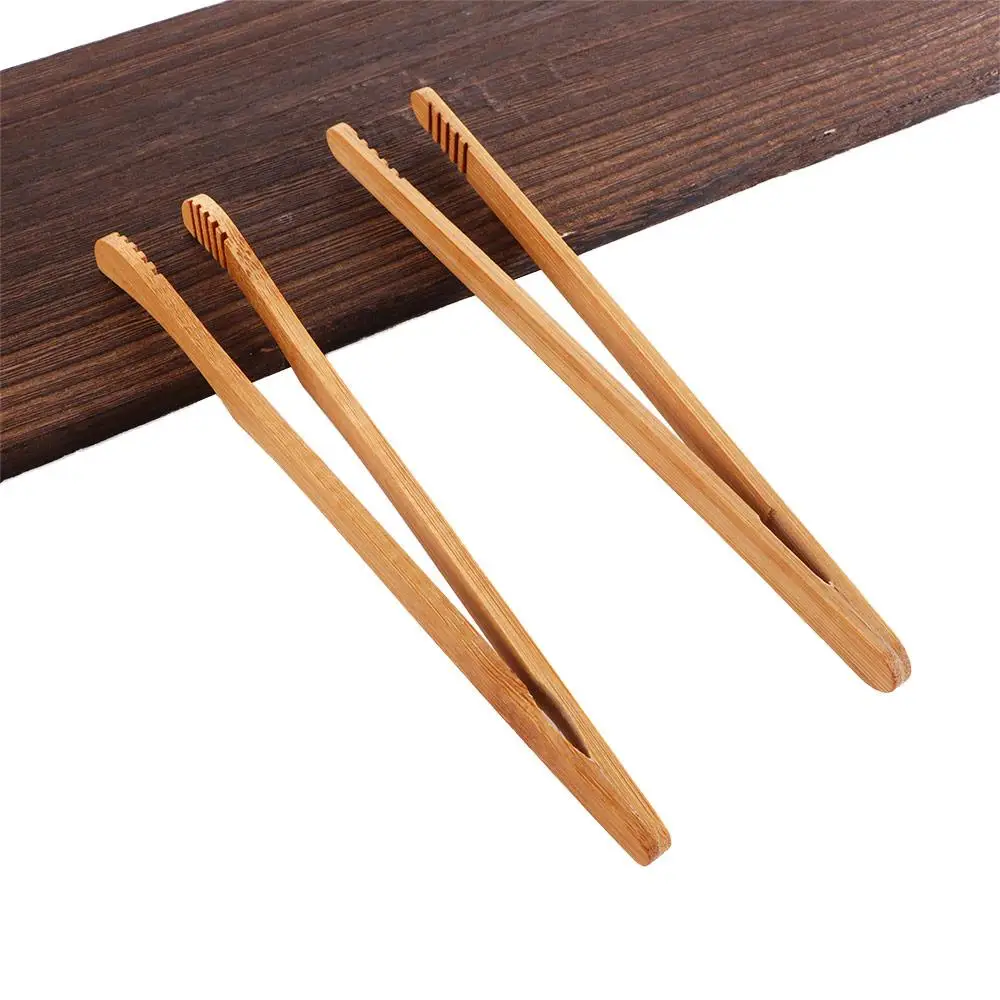 Bamboo Tea Accessories Wooden Food Tongs Bamboo Tongs 1/2/4pcs Wooden Tea Tweezer Bacon Tea Clip Tongs Bamboo Salad Food Toast Bend Clip Straight Clips Kitchen Accessories Teaware