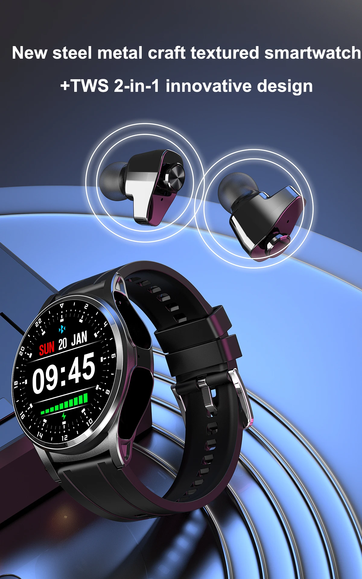 reloj inteligente con audifonos para medir salud, NFC ritmo cardíaco oxígeno en sangre rastreador de Fitness reloj deportivo llamada inalámbrica Smartwatch » reloj inteligente con audifonos para medir salud