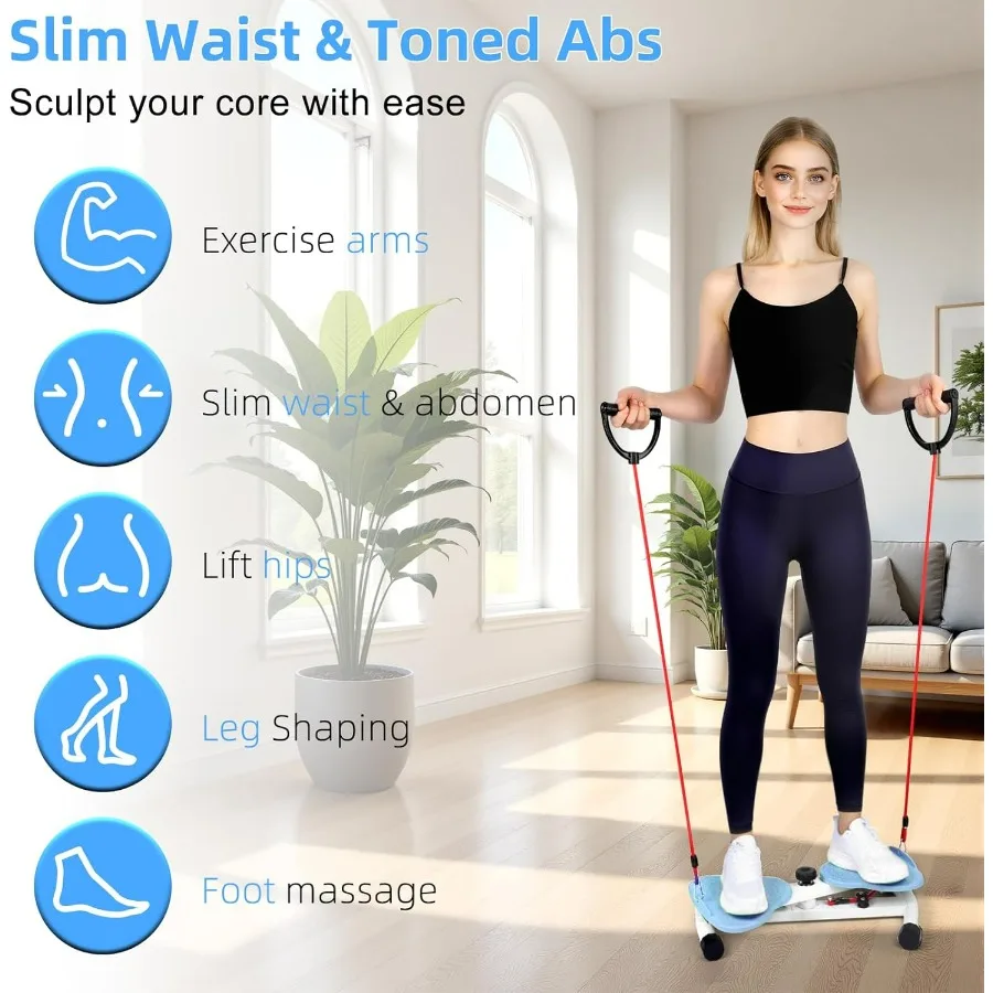 Waist Twister Machine, Adjustable Exercise Twist Board – Noiseless Ab Twister for Belly Fat & Core Workout – 300 lbs Capacity Wa