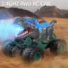 2.4GHz Dinosaur Remote Control Car Toys for Kids Boys 4-7 5-7 8-12, RC Dinosaur Car Toys with Light, Sound, Spray, Indoor Outdoo 4
