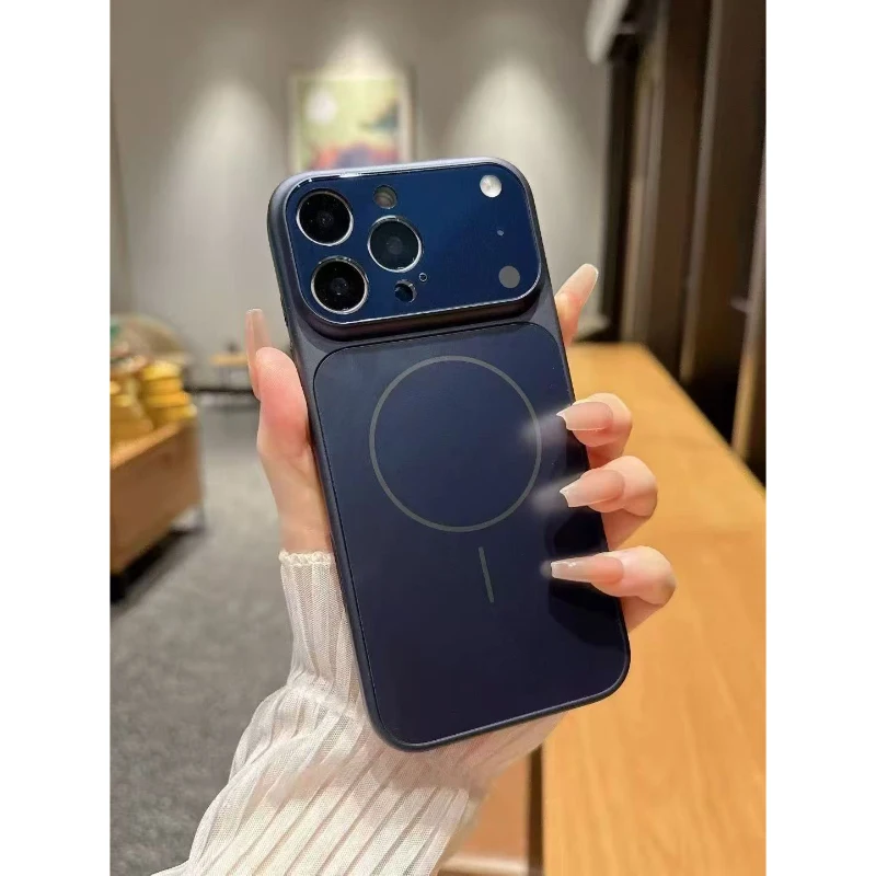 حافظة زجاجية أصلية غير لامعة لهاتف آيفون 17 برو ماكس 16 15 14 13 برو ماكس 17 إير مغناطيسي Magsafe شحن لاسلكي درع Funda 6