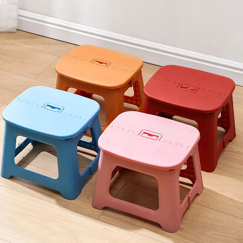 Folding Step Stool, Holds Up to 300 lb Plastic Foldable Step Stools for Kids with Handle Collapsible Stools for Home and Outdoor 6
