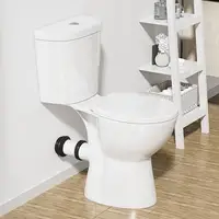 19" Tall Rear Outlet Toilet Bowl & Tank Seniors Dual Flush Design Quiet Close Seat Wall Mount Installation White Ceramic 1