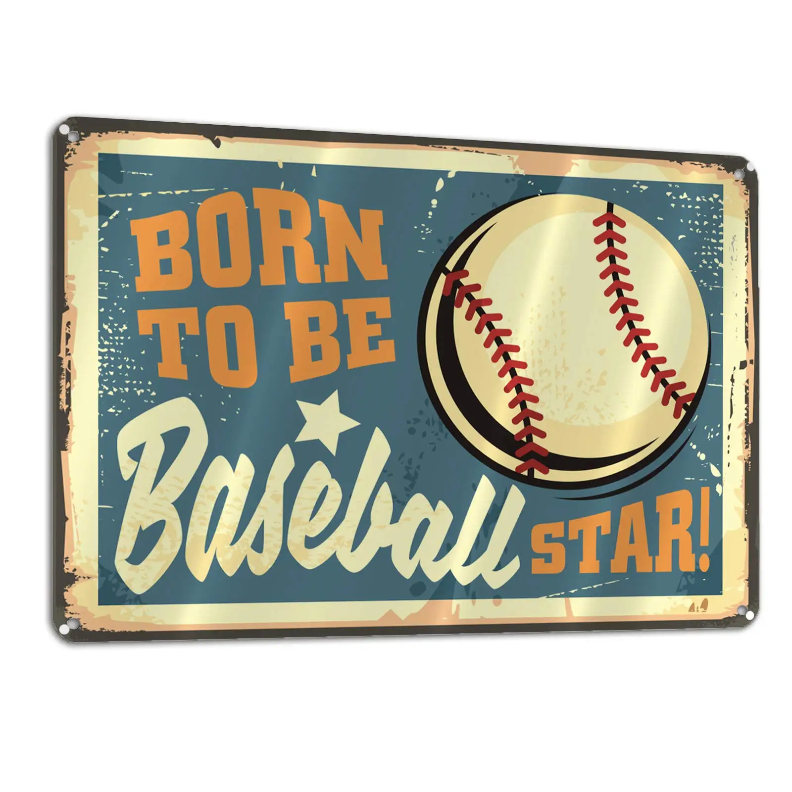 

Lesiker Best Ball Vintage Tin Sign Born Be Baseball Star Home Decor Tin Sign Retro Metal -12"X 8"