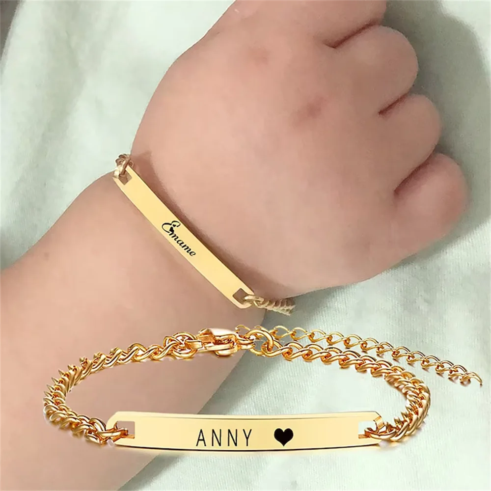 Custom Baby Bracelet Anklet Personalized Baby Nameplate Bracelet ID Bangle Girls Boys Stainless Steel Anklet Kids Jewelry