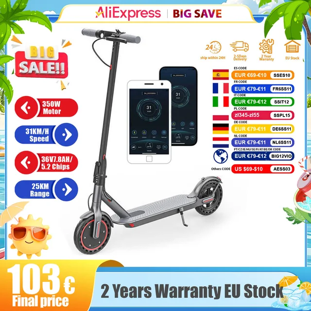 JUICEASE TX01 Scooter électrique pour adultes 7.8Ah 350W moteur puissant jusqu'à 31 KM/H vitesse Smart APP Scooter électrique avec 5.2 puces 1