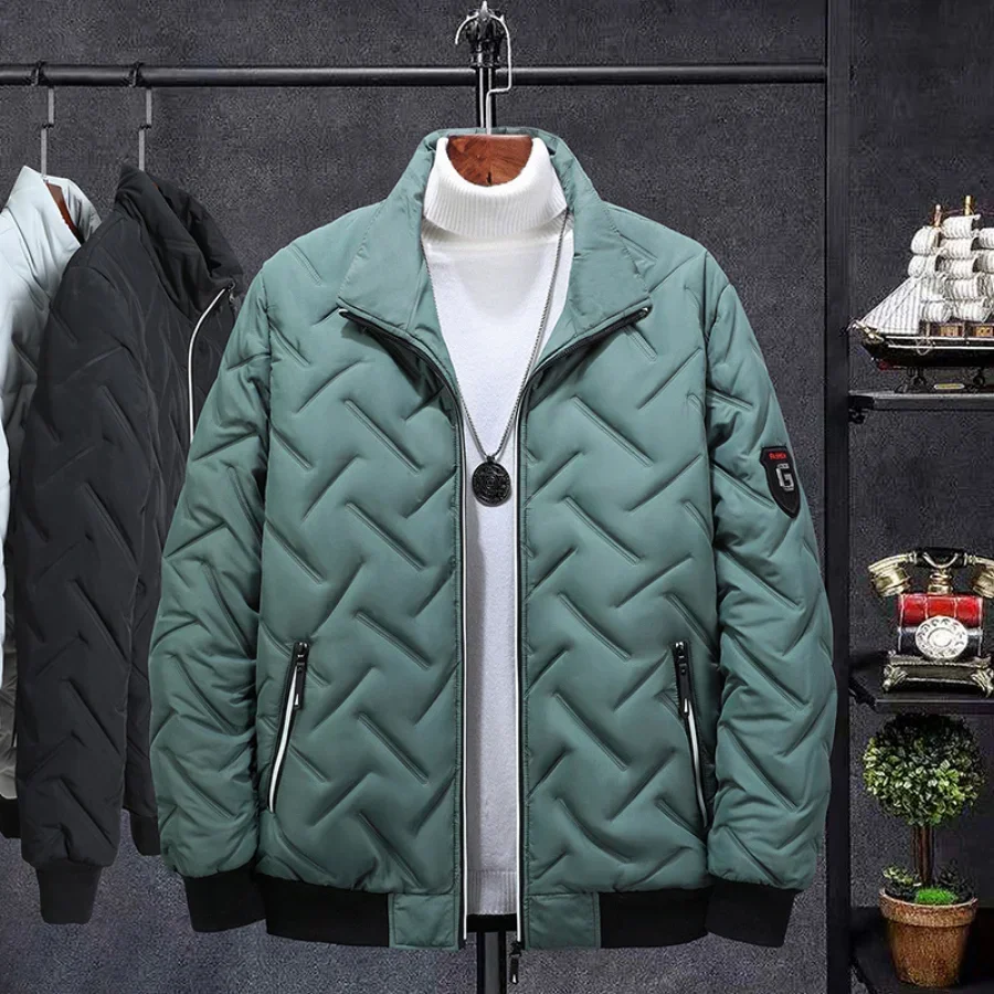 Men Cotton Jacket Autumn Winter Stand Collar Casual Korean Fashion Streetwear 4XL 5XL