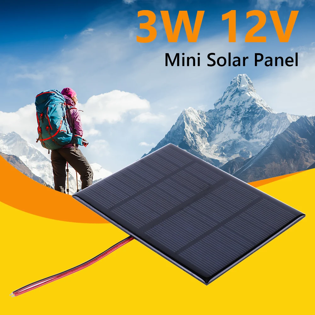Mini pannello solare 3W 12V sistema di celle solari Polysilicon Board caricabatterie solare esterno portatile fai-da-te per caricabatterie per telefoni cellulari - Image 2