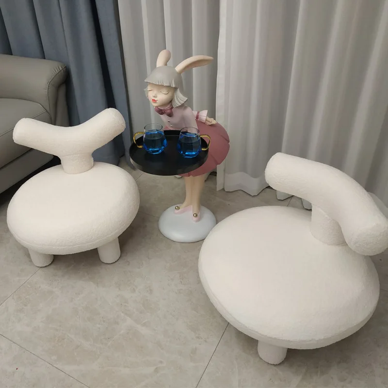 Lamb Velvet Stool Home Low Stool Door Changing Shoe Fabric Sofa Living Room Bench Children's