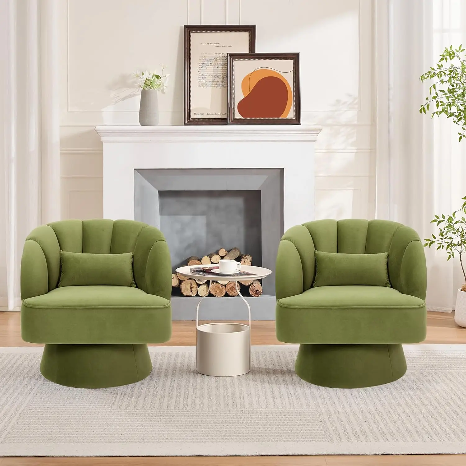 Drehbarer Sessel mit Akzentdesign, 360° ° Samtbezogener Runder Sessel, Komfortabler Übergroßer Loungesessel für Wohnzimmer, Schlafzimmer – Detail 21