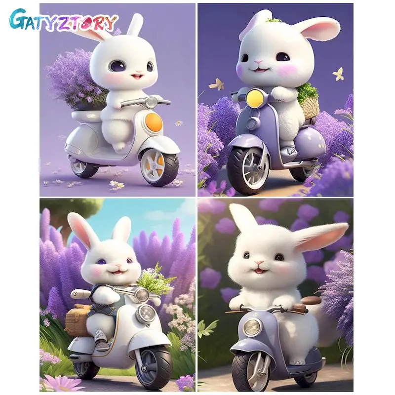 

GATYZTORY Diy Painting By Numbers Drawing On Numbers Cycling Rabbit Picture Paint For Adults Paint Kit Diy Crafts Wall Art 40x50