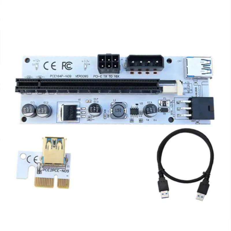 

Pci Express, 1x-16x адаптер, двойной светодиодный Кабель Usb 3,0, 6-контактный адаптер питания для компьютерной карты, подключи и работай для видеокарты