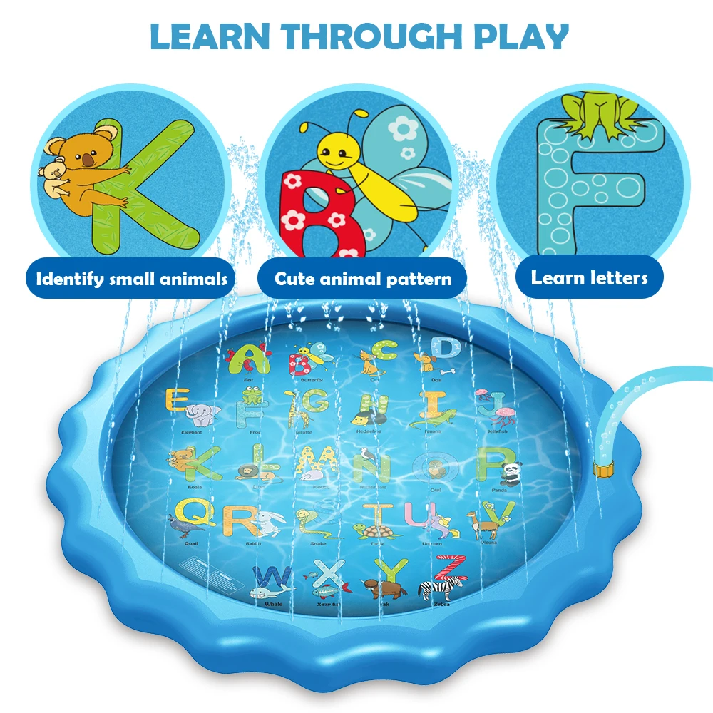 170cm  Kids Inflatable Round Water Splash Toy Play Pools Children Outdoor Funny Toys Playing Sprinkler Mat Yard Water Spray Pad 2