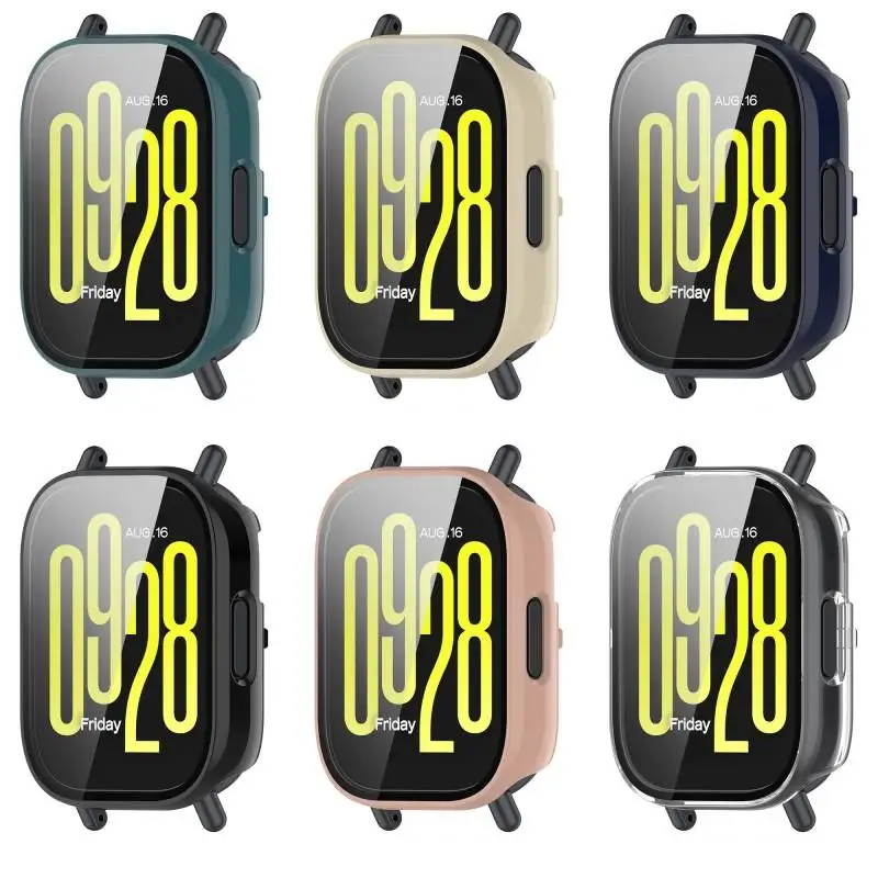 Redmi Watch 5 Active /5 Lite 용 강화 유리 + PC 케이스 스마트 시계 스트랩 범퍼 스크린 보호기 커버 필름 액세서리