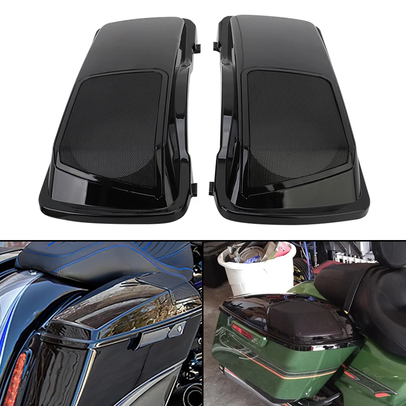 

Motorcycle Vivid Black 6 x 9" Speaker Saddlebag Lids For Harley Street Road Glide Road King Ultra CVO Road Glide 93-13