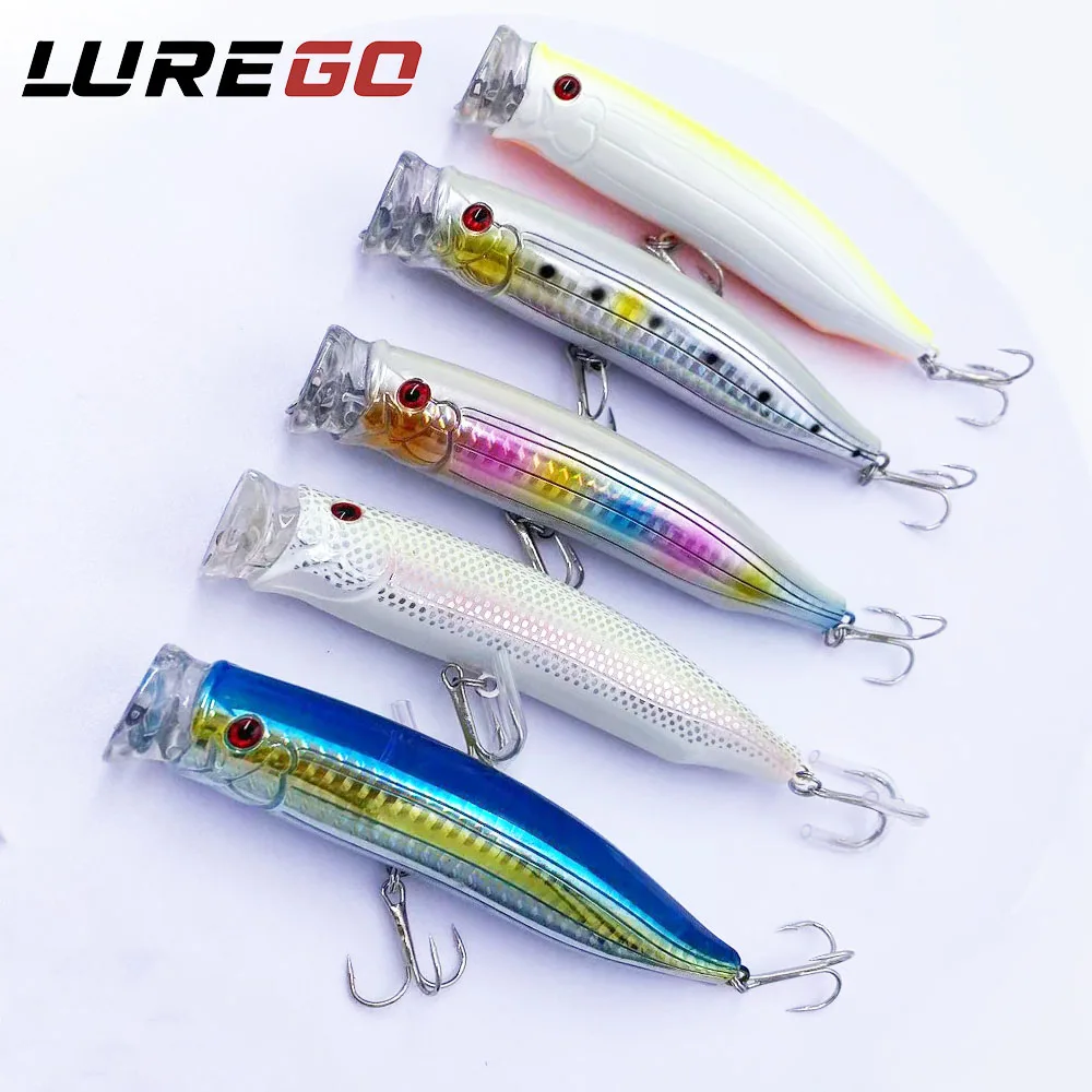 LUREGO Fishing 28 g drahtintegrierter, verstärkter Popper-Köder, Oberflächenspritzköder, langgussender schwimmender Seebarschköder