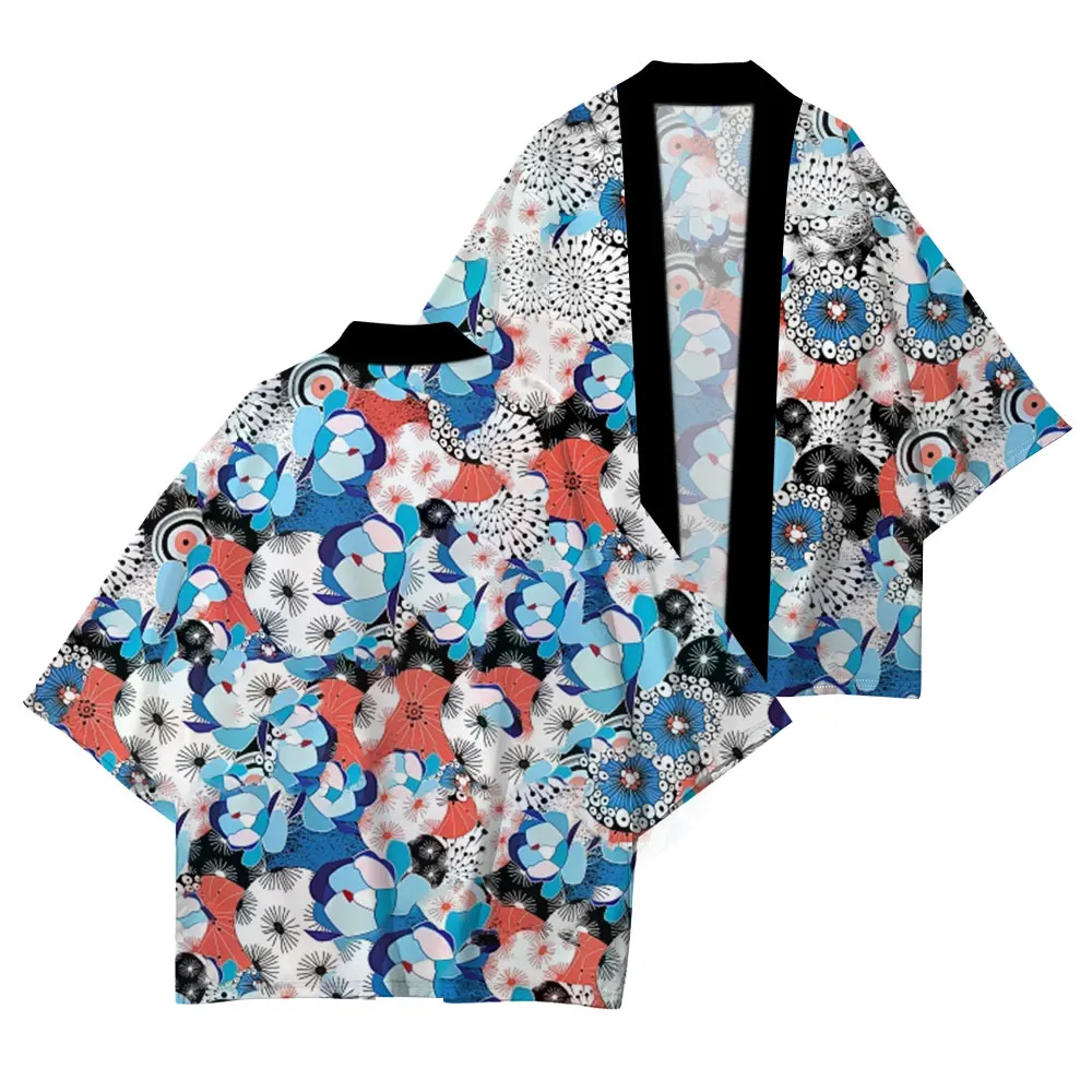 Japanese Kimono Clothing Summer UV Protection Wisteria Pattern Print XXS-4XL