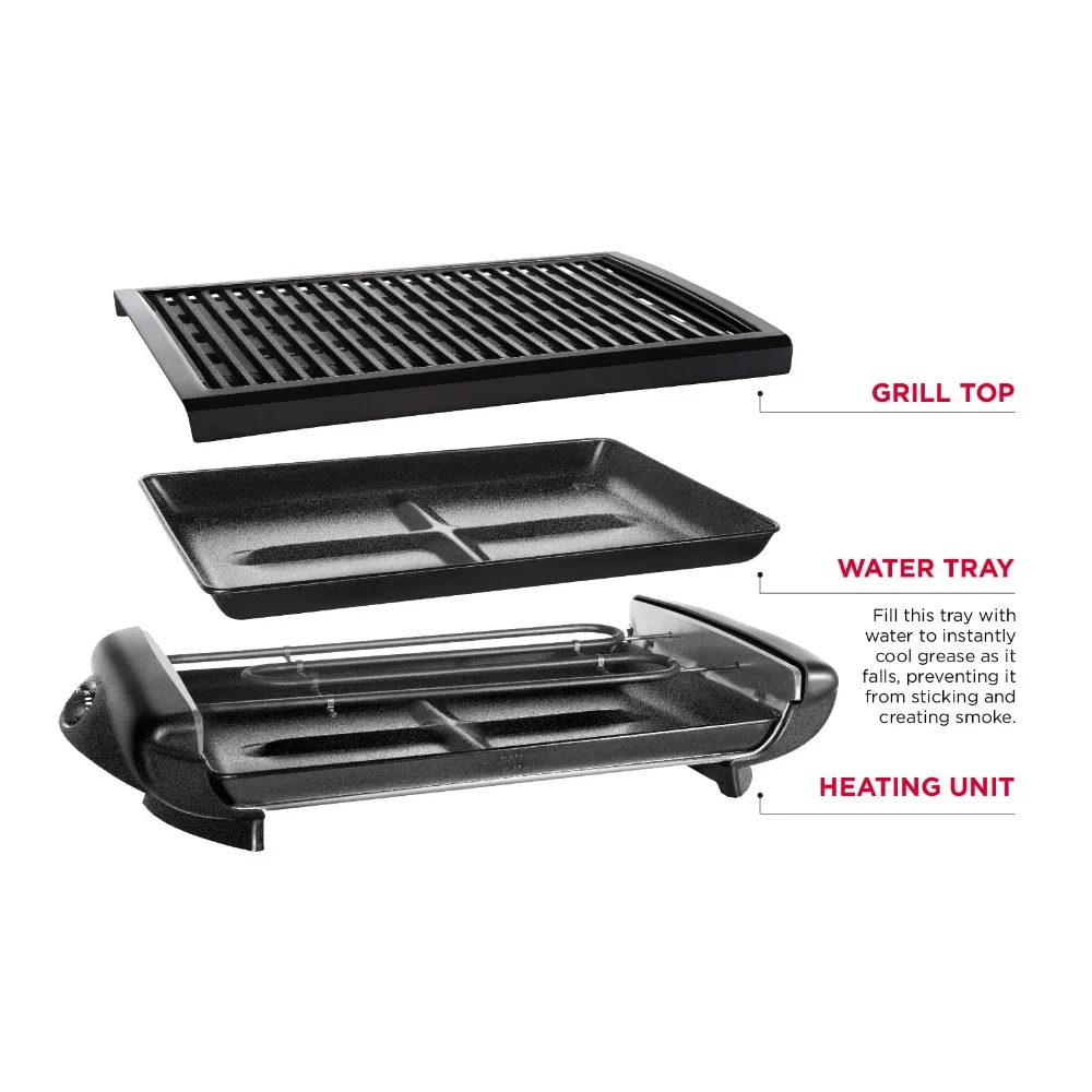 Electric Smokeless Indoor Grill with Non-Stick Coating & Temperature Control, Black 5