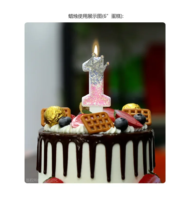 Kuchen-Zahlenkerzen, Geburtstagskerze, rosa Farbe, kreative Kerze, Prinzessin, Krone, Mädchen, alles Gute zum Geburtstag, Party-Dekoration – Detail 5